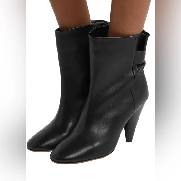 Isabel Marant Lystal Black Leather Ankle boots, size 9 - Picture 3 of 10